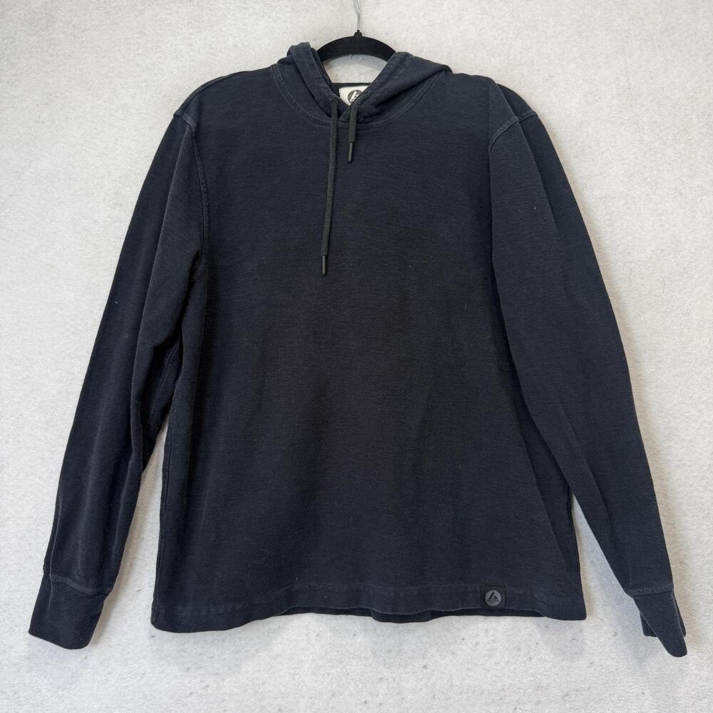 American Giant Hoodie Mens Medium Black Cotton Fleece Pullover Logo Made USA